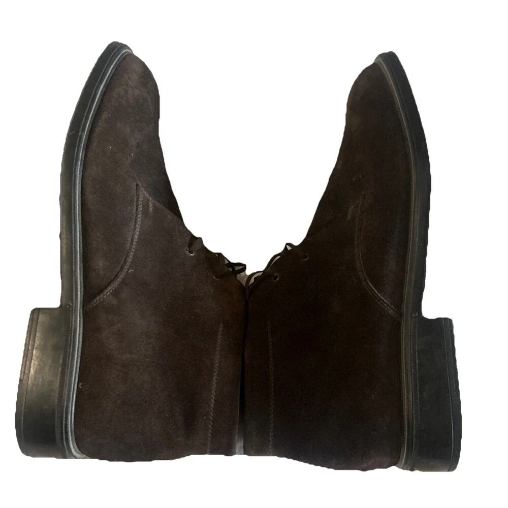 Salvatore Ferragamo Mens 10D Chukka  Boots Italian Brown Suede Leather  Italy